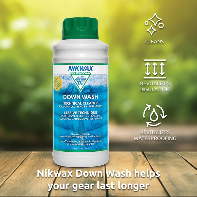 Nikwax Down Wash, 1L, Detergent for down jackets and sleeping bags, outdoor apparel, clean, care, protect - Image 3